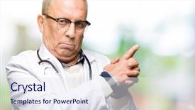  Presentation with shooting gun - Amazing presentation design having medical coat holding symbolic gun backdrop and a  colored foreground