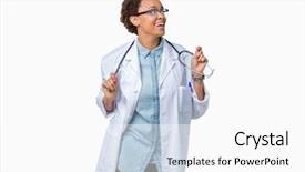  Presentation with music african american jazz musician - Colorful slide set enhanced with medical coat over isolated background backdrop and a white colored foreground