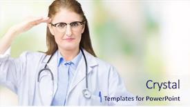  Presentation with medical sign - Presentation theme consisting of medical coat over isolated background background and a sky blue colored foreground