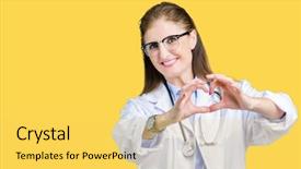  Presentation with medical heart - Slide set having medical coat over isolated background background and a  colored foreground