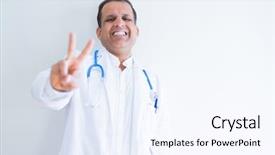  Presentation with medical sign - PPT theme consisting of medical coat over white background background and a  colored foreground