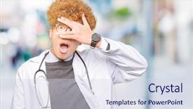  Presentation with medical hand - Presentation consisting of medical coat peeking in shock background and a lemonade colored foreground