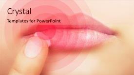  Presentation with lips - Cool new PPT layouts with medical cold - woman applying cream on lips backdrop and a lemonade colored foreground