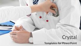  Presentation with money - Cool new slide deck with medical comission - woman putting money in pocket backdrop and a light gray colored foreground