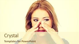  Presentation with maxillary sinus disease - PPT theme enhanced with face sinuses - beautiful young woman with sinus background and a cream colored foreground