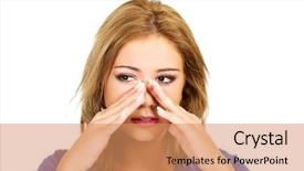  Presentation with pain - Cool new PPT theme with face sinuses - beautiful young woman with sinus backdrop and a coral colored foreground