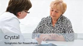  Presentation with complaints - Presentation enhanced with doctor about her health background and a light gray colored foreground