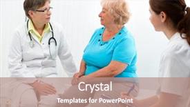  Presentation with diagnosis - PPT theme enhanced with medical clinic complaints - physician explaining diagnosis to elderly background and a  colored foreground