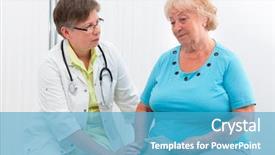  Presentation with diagnosis - Colorful PPT layouts enhanced with medical clinic complaints - physician explaining diagnosis to elderly backdrop and a  colored foreground