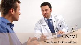  Presentation with doctor office - Presentation theme with health complciations - two men discussing doctor background and a lemonade colored foreground