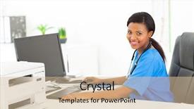  Presentation with elementary school african american female - Presentation enhanced with medical computer - pretty afro american female doctor background and a soft green colored foreground