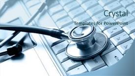 Presentation with keyboard - Slides having medical computer - stethoscope on the keyboard background and a light blue colored foreground