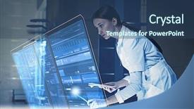  Presentation with innovative transformation - Cool new presentation theme with medical computer - using innovative technologies backdrop and a ocean colored foreground