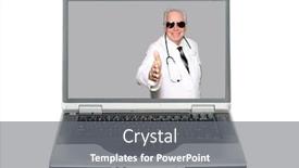  Presentation with questions answers - Amazing slide deck having medical-computer-doctors-on-line backdrop and a gray colored foreground