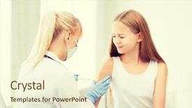  Presentation with child healthcare - Colorful slides enhanced with medical concept - doctor doing vaccine backdrop and a cream colored foreground