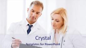  Presentation with medical concept - Beautiful presentation theme featuring medical concept - two doctors backdrop and a sky blue colored foreground
