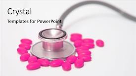  Presentation with medical pills - Slides with medical concept-stethoscope and colored pills background and a white colored foreground
