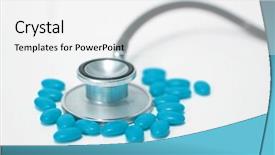 Presentation with medical pills - PPT theme having medical concept-stethoscope and colored pills background and a white colored foreground