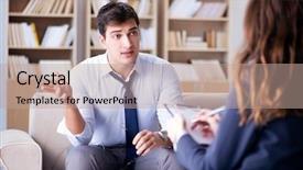  Presentation with medical concept - PPT layouts featuring medical concept with psychologist visit background and a coral colored foreground