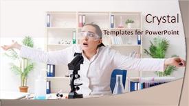  Presentation with medical student - PPT layouts enhanced with medical confused student - young female chemist working background and a lemonade colored foreground