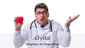  Presentation with cardiologist - PPT layouts enhanced with medical confused student - young male cardiologist doctor holding background and a  colored foreground