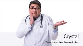  Presentation with octopus on isolated white - Colorful PPT theme enhanced with medical confused student - young male doctor isolated backdrop and a lemonade colored foreground