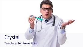  Presentation with medical student - Amazing PPT layouts having medical confused student - young male doctor backdrop and a  colored foreground