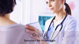  Presentation with soothing - Presentation design with medical-consultation-female-doctor-holding background and a light blue colored foreground