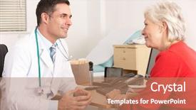  Presentation with doctor helps to get out of bed an elderly woman - Beautiful slide deck featuring education alcohol - alcoholism word in the old backdrop and a coral colored foreground