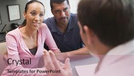  Presentation with ivf - Colorful slide set enhanced with medical consulting - couple attending ivf consultation backdrop and a coral colored foreground