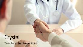  Presentation with doctor office - Beautiful theme featuring medical consulting - doctor receiving patient in office backdrop and a coral colored foreground