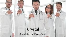  Presentation with okra or lady s finger - Colorful PPT layouts enhanced with medical consulting - group of doctors pointing their backdrop and a light gray colored foreground
