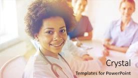  Presentation with african american meeting - Audience pleasing presentation consisting of medical consulting - health care profession people backdrop and a lemonade colored foreground