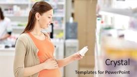  Presentation with medicine pregnant woman - Amazing PPT theme having pharmacia - pregnancy medicine pharmaceutics health care backdrop and a coral colored foreground