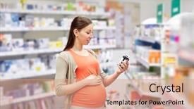  Presentation with medicine pregnant woman - Theme featuring pharmacia - pregnancy medicine pharmaceutics health care background and a coral colored foreground