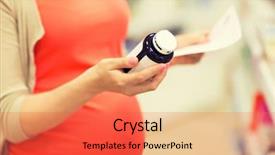  Presentation with drug pharmacy - Slide deck having medication jar reading label background and a red colored foreground