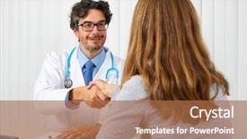  Presentation with doctor patient relations - Amazing PPT theme having medical contraceptive - doctor with patient backdrop and a red colored foreground