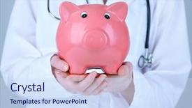  Presentation with piggy bank - Beautiful theme featuring medical cost - doctor with pink piggy bank backdrop and a sky blue colored foreground