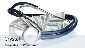  Presentation with american - Audience pleasing slides consisting of medical cost - stethoscope and american money isolated backdrop and a  colored foreground