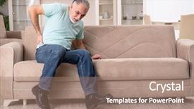  Presentation with old man and music - Colorful presentation theme enhanced with medical crisis - white bearded old man suffering backdrop and a coral colored foreground