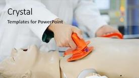  Presentation with heart attack - Presentation theme with medical critical - doctors working at modern hospital background and a light gray colored foreground