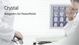  Presentation with data medical - Amazing slide set having medical data - doctor whom i explain backdrop and a cool aqua colored foreground