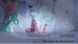  Presentation with data medical - PPT theme with medical-data-processing-against-male background and a seafoam green colored foreground