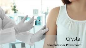  Presentation with patient and doctor - Cool new presentation with medical debate - doctor vaccinating patient in clinic backdrop and a soft green colored foreground