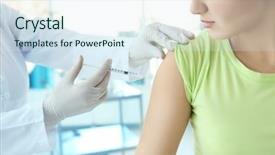  Presentation with clinic - Presentation design having medical debate - doctor vaccinating patient in clinic background and a sky blue colored foreground