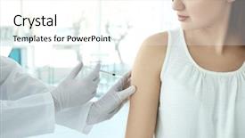  Presentation with debate - Presentation theme consisting of medical debate - doctor vaccinating patient in clinic background and a white colored foreground