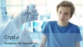  Presentation with vaccination - Beautiful slide set featuring medical debate - hands of doctor preparing backdrop and a light blue colored foreground