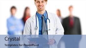  Presentation with patients - Colorful slide deck enhanced with medical dentist - portrait of an handsome doctor backdrop and a  colored foreground