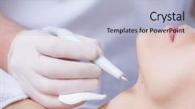  Presentation with medical dermatology - Colorful PPT theme enhanced with medical dermatology - woman during wart removal backdrop and a light blue colored foreground