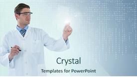  Presentation with lab coat - Slide deck having medical devices designs - digital composite of man background and a sky blue colored foreground